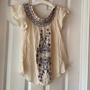 Xhilaration Embroidered smocked blouse Sz.XS